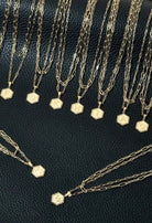 Double-sided, double-row brass hexagon initial necklace, jewelry fashion store miami, danias store miami jewelry , letter necklace miami store.