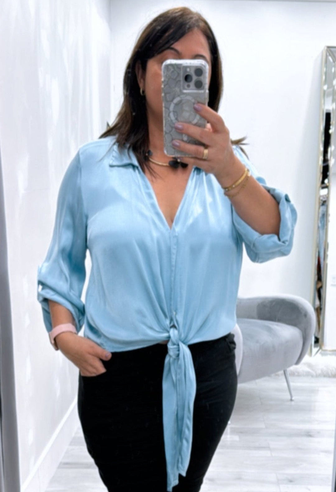top, satin top, Italian top, one size top