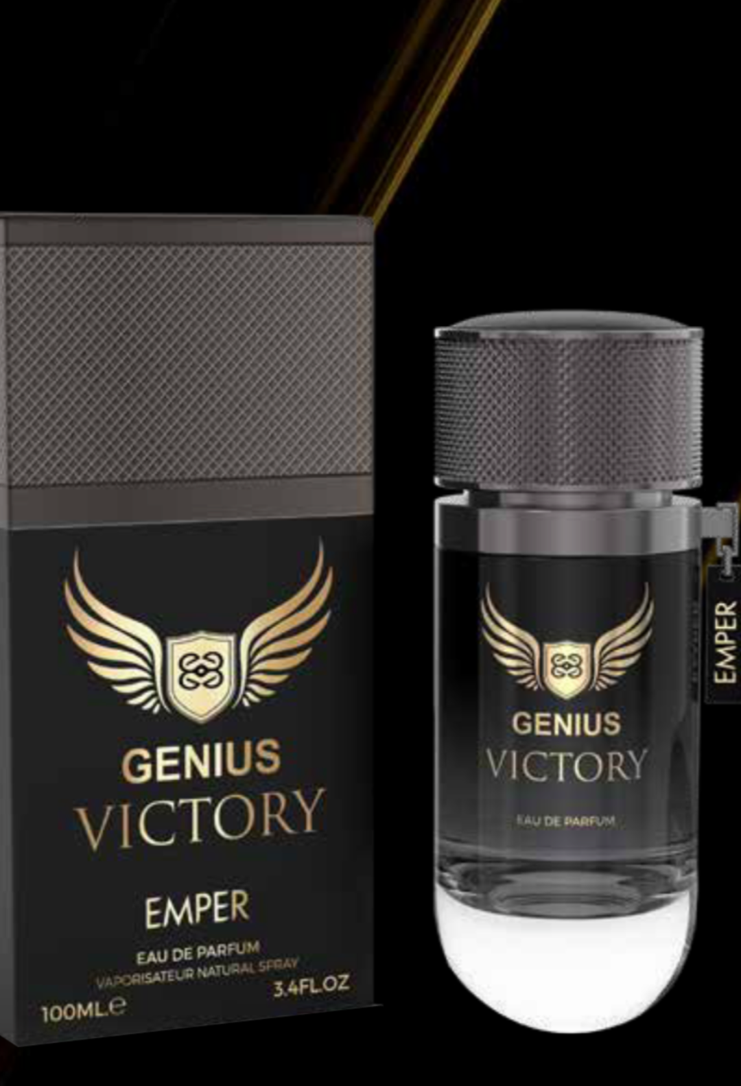 perfumes fashion store miami, danias store miami perfumes, danias fashion boutique perfumes,Emper Genius Victory(Pour Homme)100ML EDP. 
mix of pink pepper and lemon with vanilla and amber. 