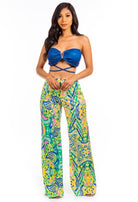 pants set, two piece, strapless top