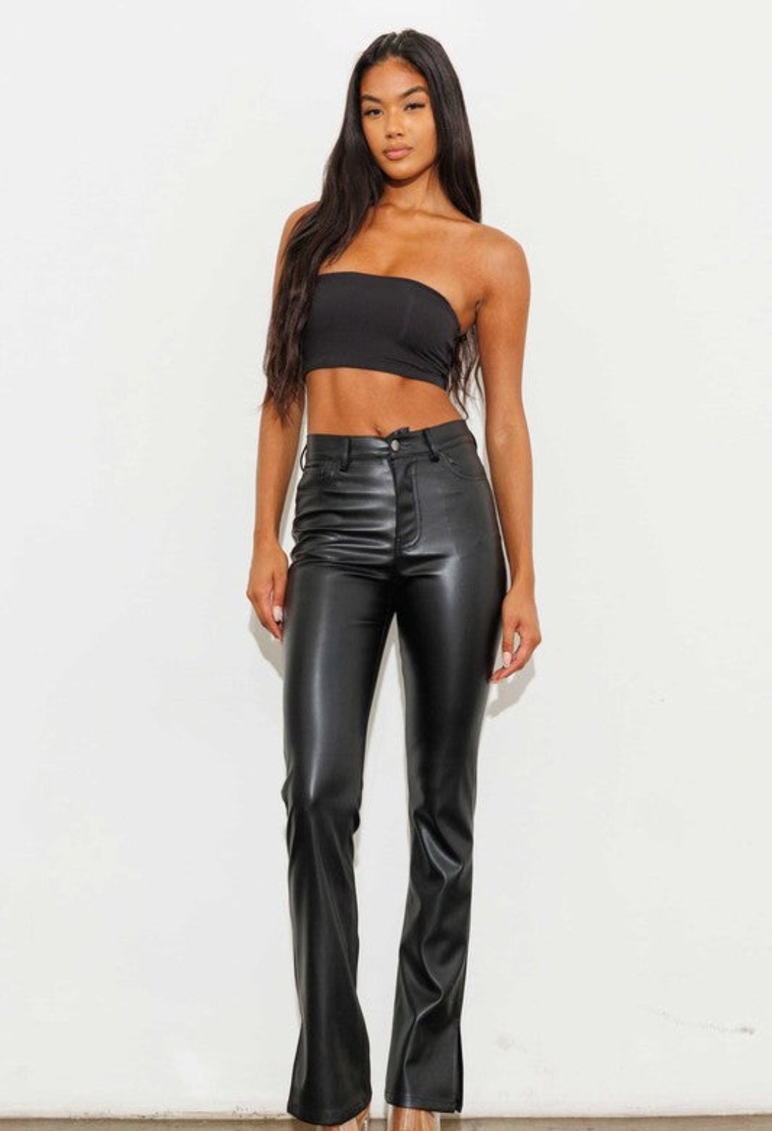 black pants, leather pant