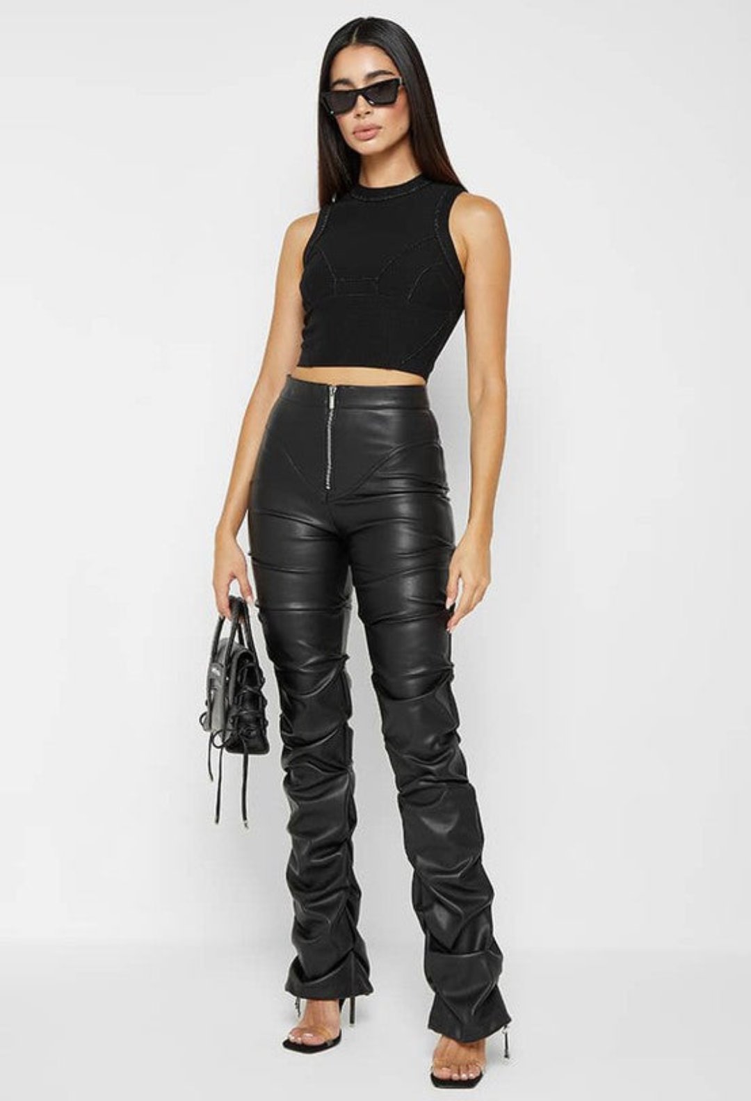 pants, faux leather pants, black pants