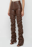 pants, faux leather pants, Camel pants