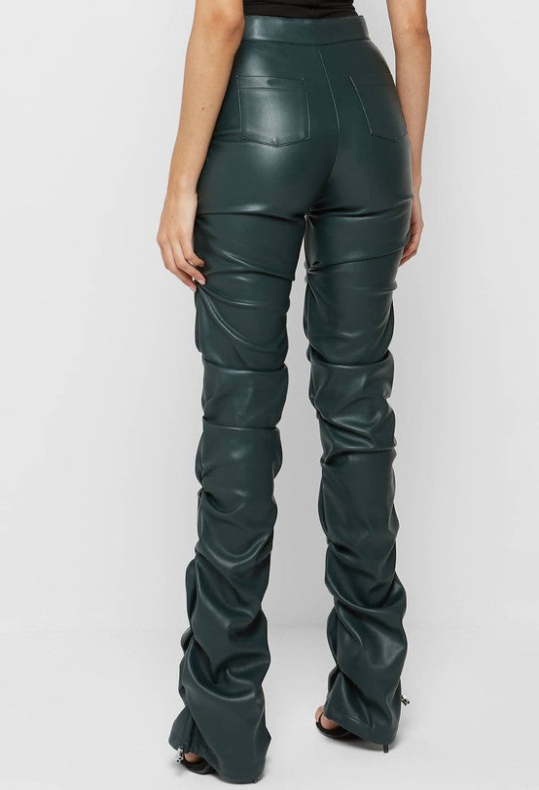 pants, faux leather pants, green pants