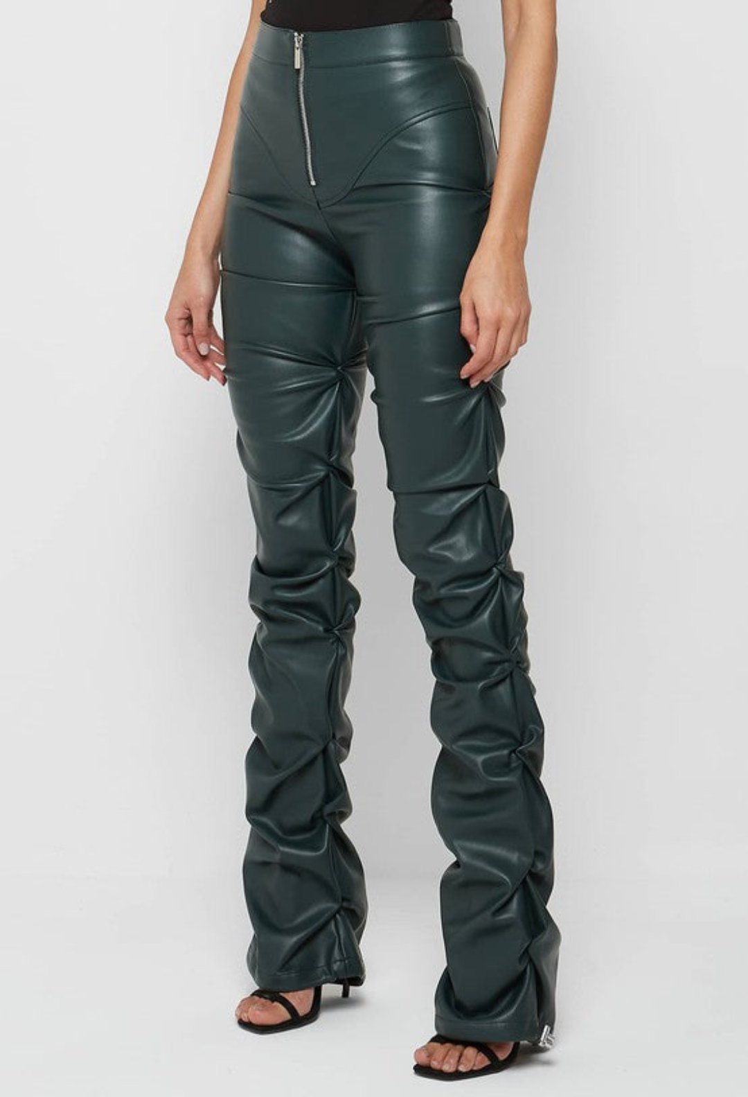 pants, faux leather pants, green pants