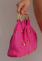 fashion bag, pink bag, bag with gold details