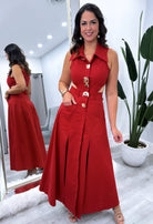 maxi dress, red dress, fashion dress, sleeveless dress