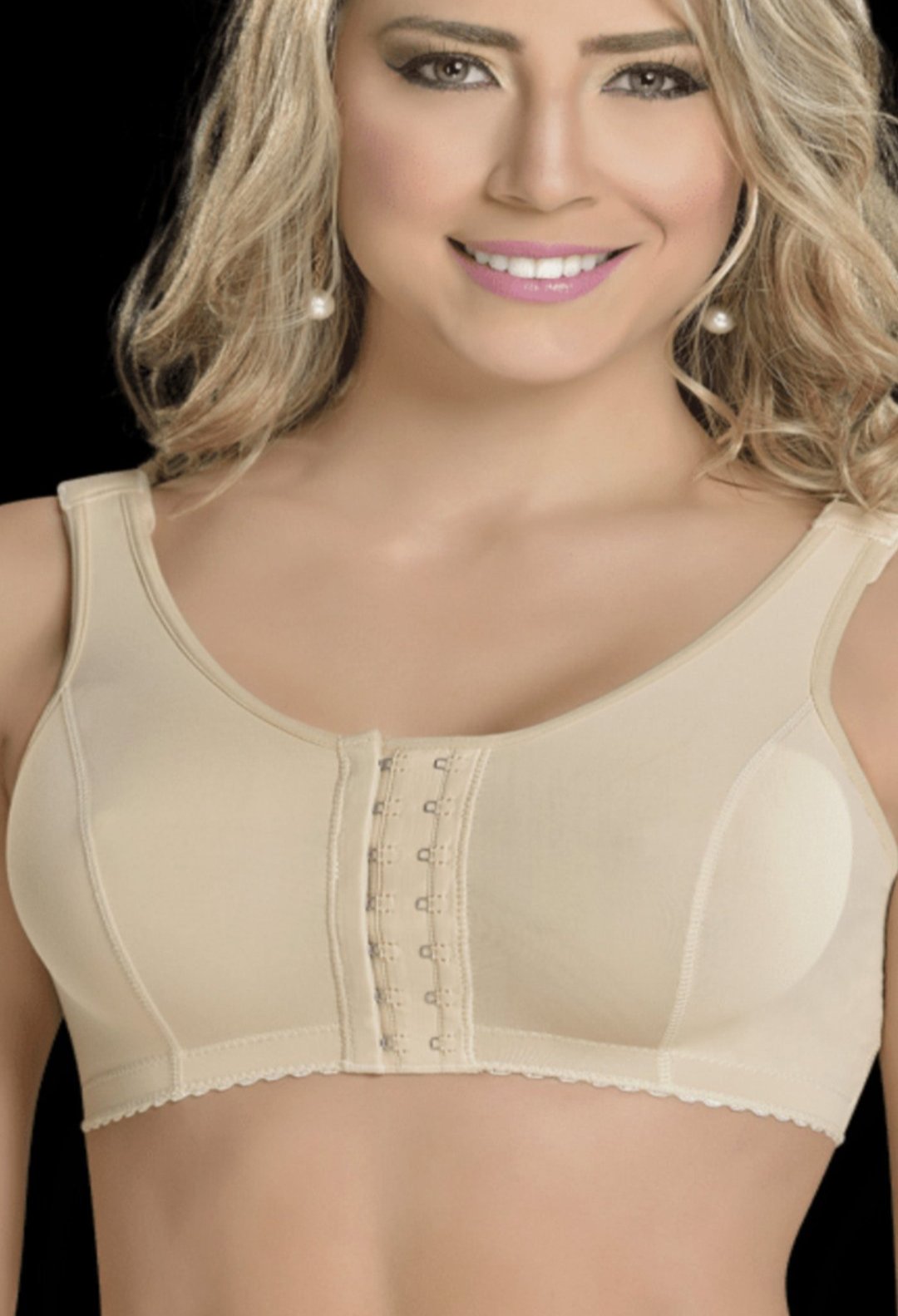 Bra Top with covered back and armholes, Body Shaper, Front Closure, Fajas colombian girdle miami, boutique fashion miami, postpartum faja, fajas beige/ black miami, fajas colombianas miami, fajas stores miami, fajas colombianas beige/ black