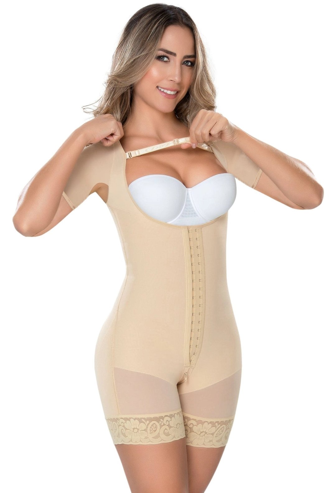 Mid Girdle bodysuit, Free Breasts, Front Closure, Fajas colombian girdle miami, boutique fashion miami, postpartum faja, fajas beige miami, fajas colombianas miami, fajas stores miami, fajas colombianas beige, Mid bodysuit Girdle Beige