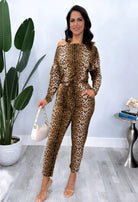 animal print jumpsuit, jumpsuit with sleeve