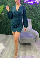 mini dress, green mini dress, mini dress with sleeve