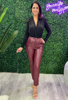 pu leather pants, red pants