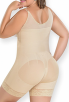 Fajas Slimming Mid Thigh Body Shaper, Mid Girdle bodysuit, Free Breasts, Front Closure, Fajas colombian girdle miami, boutique fashion miami, postpartum faja, fajas beige miami, fajas colombianas miami, fajas stores miami, fajas colombianas beige/ black, Mid bodysuit Girdle Beige/ Black