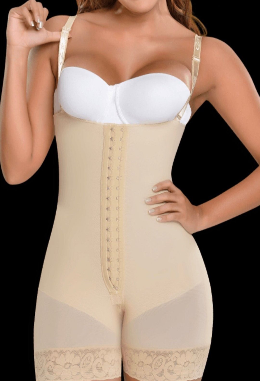 Strapless Mid Thigh Body Shaper for Women / Powernet , fajas colombianas miami, fajas stores miami, fajas colombianas beige, fajas beige, fajas postpartum