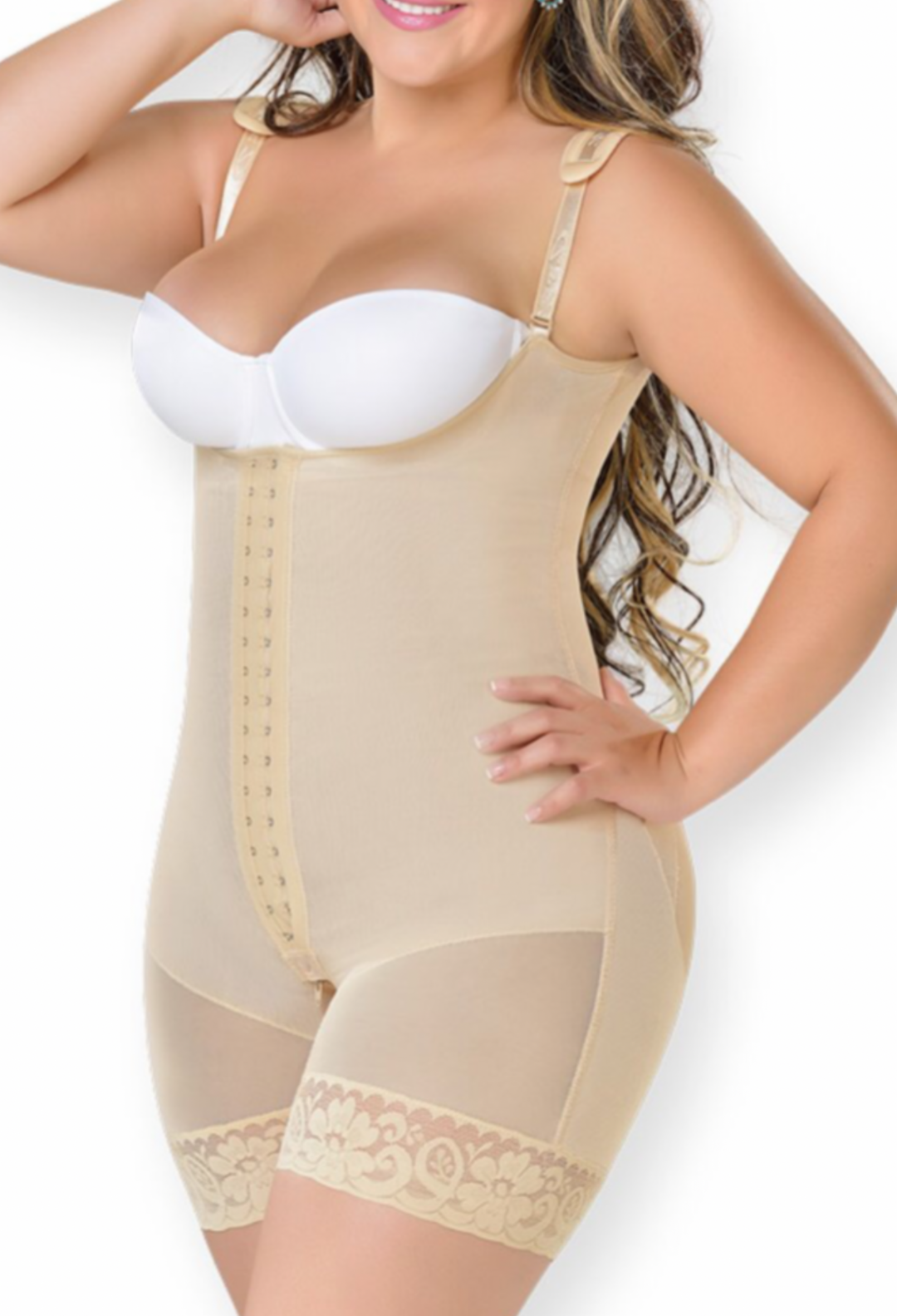 Fajas Slimming Mid Thigh Body Shaper, Mid Girdle bodysuit, Free Breasts, Front Closure, Fajas colombian girdle miami, boutique fashion miami, postpartum faja, fajas beige miami, fajas colombianas miami, fajas stores miami, fajas colombianas beige/ black, Mid bodysuit Girdle Beige/ Black